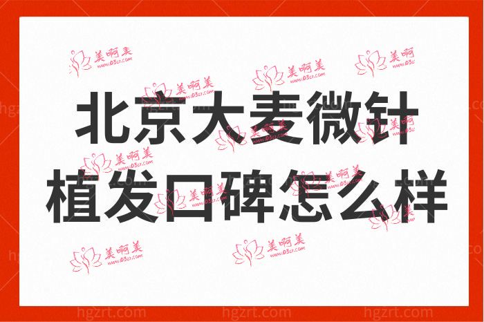 北京大麦微针植发口碑怎么样